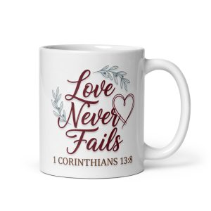 White Glossy Mug Bv Series Love Never Fails